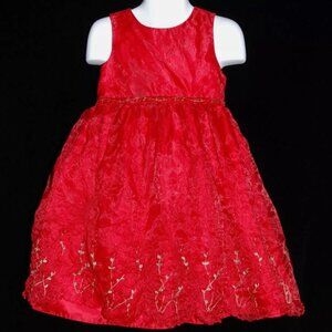 Good Lad Size 4 Girls Christmas Holiday Dress Taffeta Illusion Skirt Embroidery